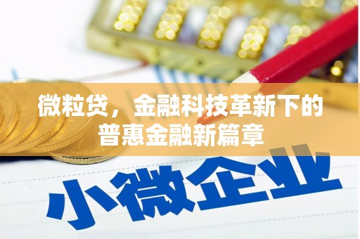 户县微粒贷，金融科技革新下的普惠金融新篇章