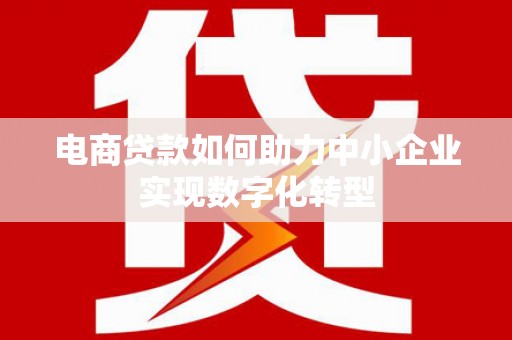 户县电商贷款如何助力中小企业实现数字化转型