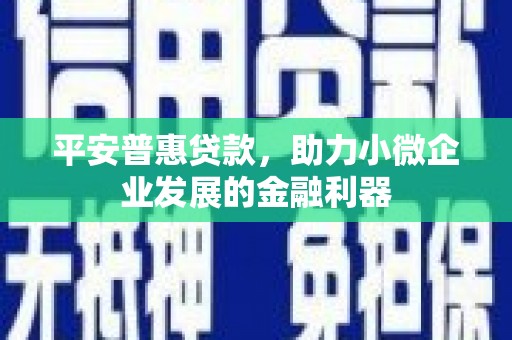户县平安普惠贷款，助力小微企业发展的金融利器